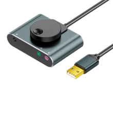 Carte son externe USB 3,5 mm, port casque/microphone, convertisseur audio sans pilote pour ordinateur de bureau et portable, noir