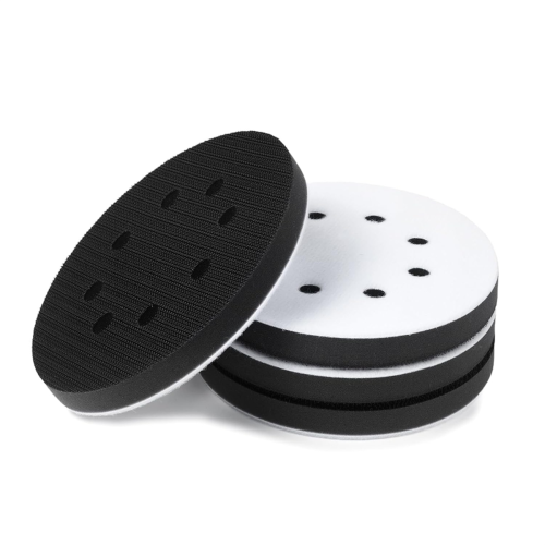5 Inch 8 Holes Soft Density Interface Pads Hook and Loop Cushion Buffer Round Backing Pad Foam Sanding 4Pack
