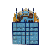 LED-beleuchteter Eid-Ramadans-Countdown-Kalender mit 30 kleinen Schubladen für Muslime, islamische Festivals, Party-Dekorationen B