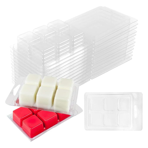 30pcs Wax Melt Container Clamshell Packaging Mold Box for Plastic Clear Empty Candle Tart