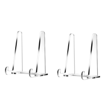 Tellerständer zur Präsentation, quadratischer Halterständer aus klarem Acryl, Tischständer für Bilderrahmen, Staffelei, Buch, Foto, 2er-Pack