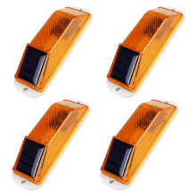 Lot de 4 lampes d'avertissement solaires, stroboscope lumineux à base magnétique, étanches, à LED, pour l'extérieur, jaunes