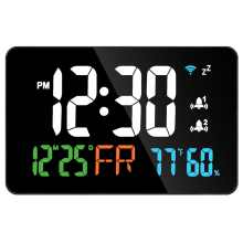 Horloge de bureau intelligente avec prise USB et thermomètre et hygromètre, avec affichage LED numérique, outils d'auto-étalonnage Wi-Fi