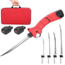 Kabelloses elektrisches Filetiermesser – 4 Ti-Nitrid-beschichtete Antihaftklingen, Fisch-US-Stecker
