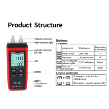 Digital Manometer UT366A Luftdruckmessgerät Handheld Differential Detektor Messgerät