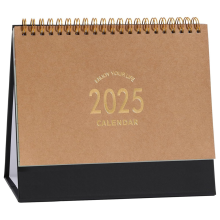 Kleiner Tischkalender zum Aufstellen und Umblättern – Spiralbindung, monatlich, für das Home Office, Kraftpapierfarbe