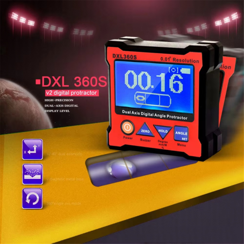 DXL360S Dual Digital Angle Protractor with 5 Side Magnetic Base Dual- Display Level Gauge 2