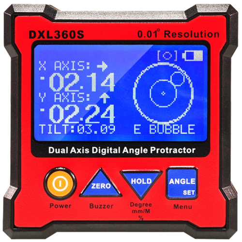 DXL360S Dual Digital Angle Protractor with 5 Side Magnetic Base Dual- Display Level Gauge