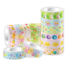 12 stuks paas-washi-tapes met konijnenkuikenpatroon en decoratief afplakbandthema