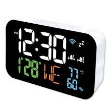Tuya WiFi Horloge Calendrier Thermomètre Hygromètre Intelligent avec Affichage LED Numérique Prise en Charge du Wi-Fi
