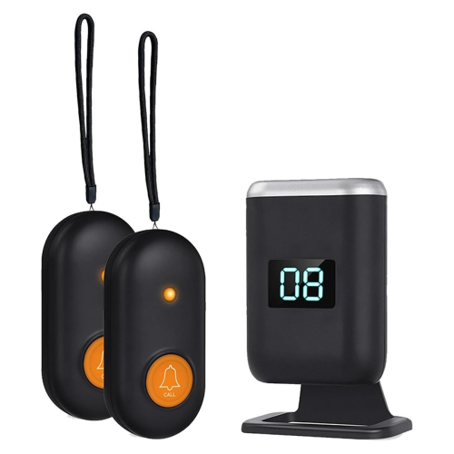 Caregiver Pager Wireless Call Button for Elderly, Alert Seniors with Vibration, LED Display, Mute 1