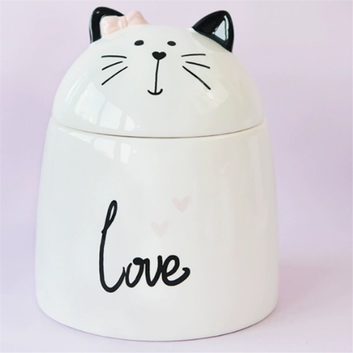 Cartoon White Cute Ceramic Collection Commemorative Jar Cat Shaped Storage 2