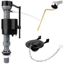 Universal Toilet Flusher Replacement Kit Flush Flapper Repair Include Fill Valve Handle