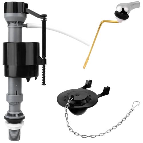 Universal Toilet Flusher Replacement Kit Flush Flapper Repair Include Fill Valve Handle