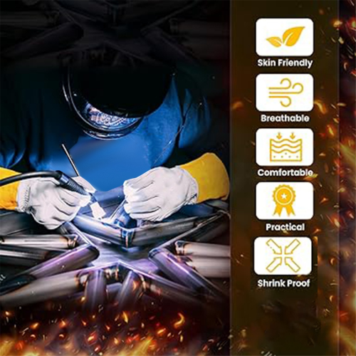 Working Gloves,Welding Gloves Unlined Grain with Cuff and Fireproof Welders Extremely Soft Flexible 2