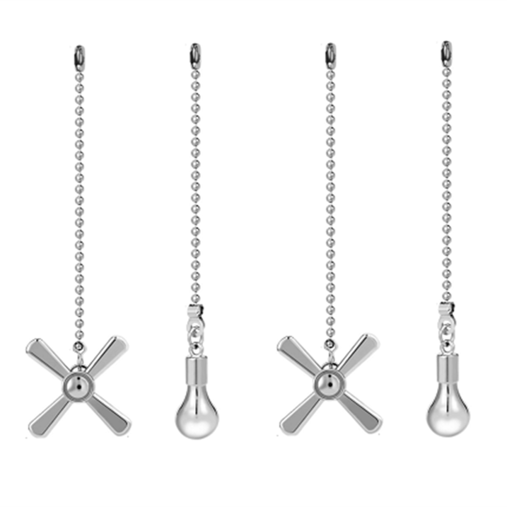 2 sets plafondventilator trekketting ornamenten, ventilator trekketting verlengketting set, decoratieve metalen gloeilamp en snoer