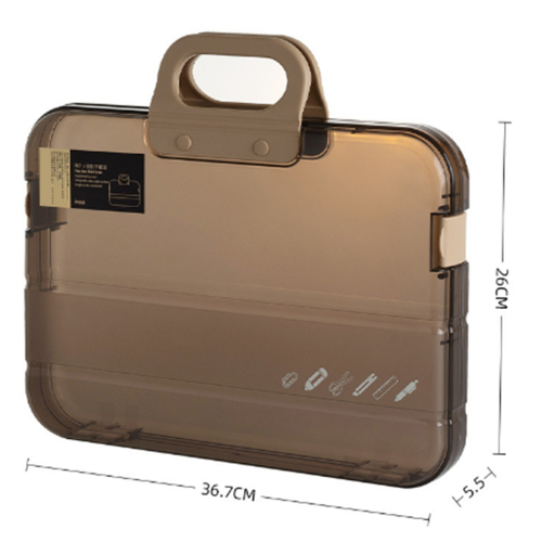 Plastic File Folder with Lock Handle Portable Box Waterproof Filing Supplies Pencil Case Multi-Purpose Document Bag 2