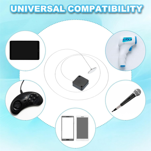 Cordon de sécurité rétractable pour télécommande de 1,5 m, lot de 2, avec adhésif double face et vis 2