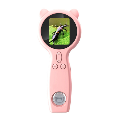 Hand Held Microscope HD Magnification Magnifier Two Lens Multi-Functional Magnifying Glass Support Photo Video Pink 1