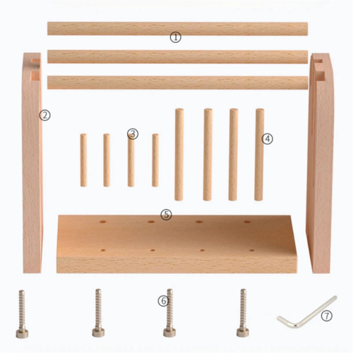 Support de bobines de fil à coudre amovible en bois 2