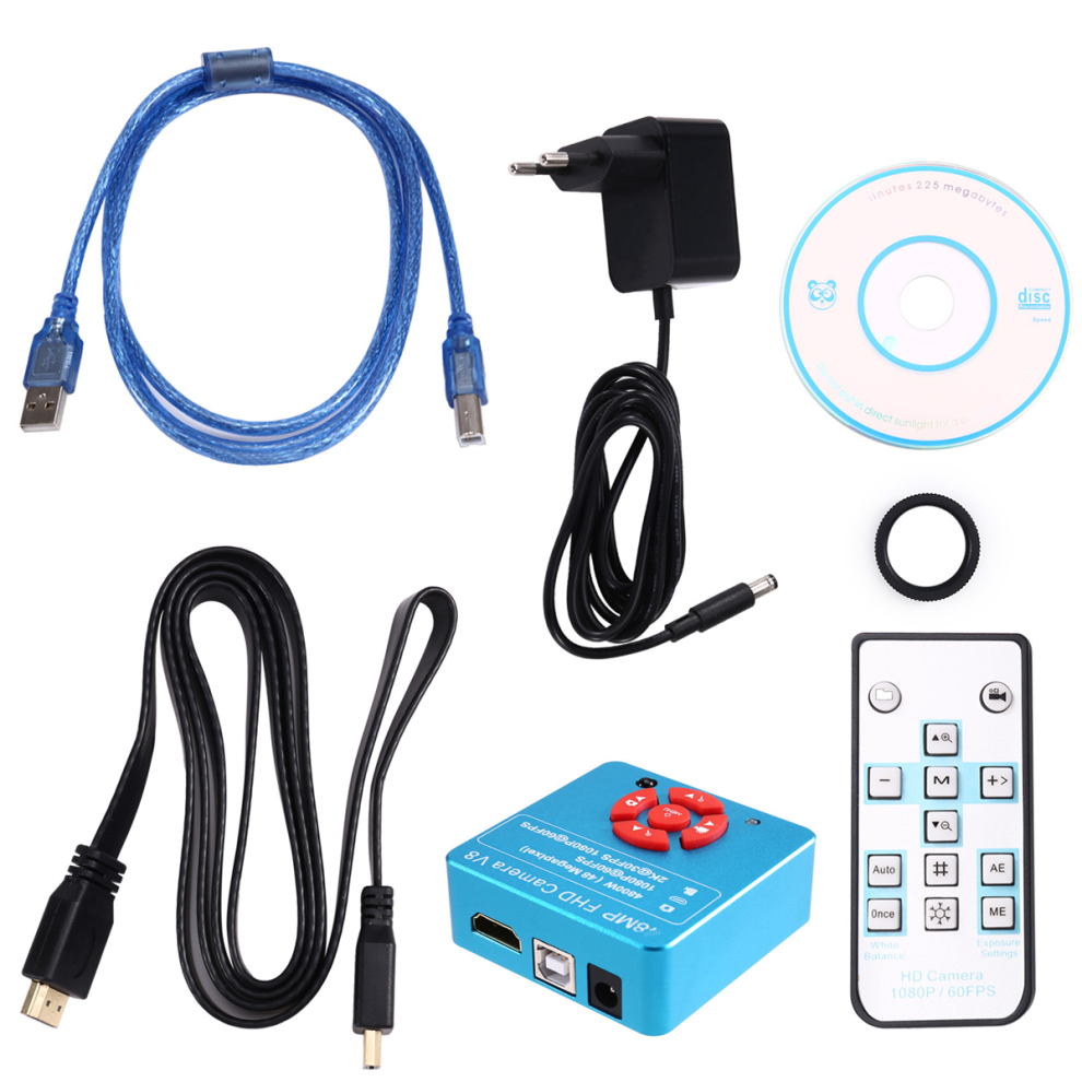 1080P 2K Type C 48MP Industrieel Lab - Compatibel Met Usb Tf Elektronische Digitale Video Stereo Trinoculaire Camera Vergrootglas (Eu)-image