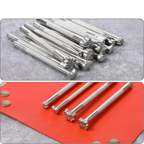 21PCS Leather Stamping Tools,Leather Kit with Rubber Hammer, 20 Different Special Shape Stamp Set Carving Tools 2