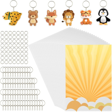 50 stuks krimpfolie, krimpfolie, papier met 100 sleutelhangers, kit voor