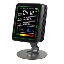 Formaldehyde Monitor Carbon Dioxide Detector TVOC Temperature and Humidity CO 2 Air Quality Black