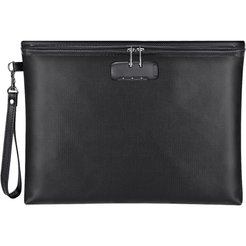 Fireproof Document Bag with Lock, Zipper Closure, Storage Pouch for A4 Letter Size Document, Cash,Cell Phone,Tablet 1