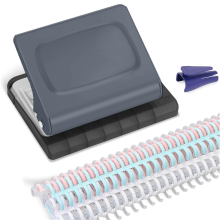 10-gaats perforator voor planners, met meerkleurige ringbanden, 30 gaten op A4, 20 A5 grijs