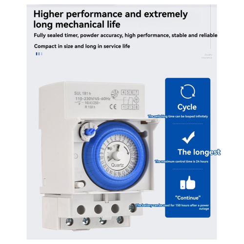 SUL181h Din Rail Analog Mechanical Timer Switch 30 Minutes Programmable AC110V-230V 24 Hours 2