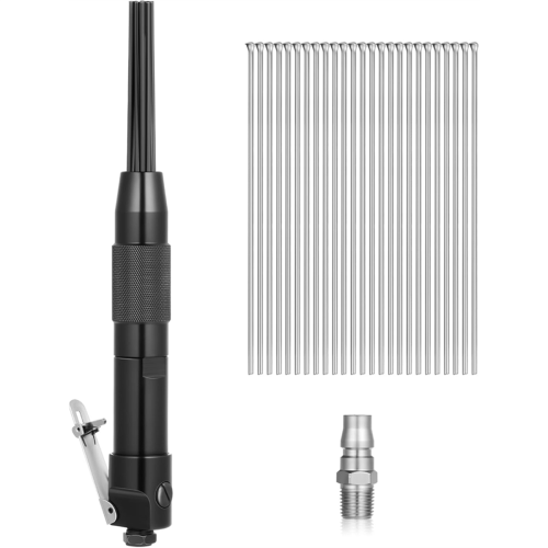 Compact Air Needle Scaler with 40 Pieces 7' Descaling Needles Powered Remove Slag Rust Paint and Dirt Quickly