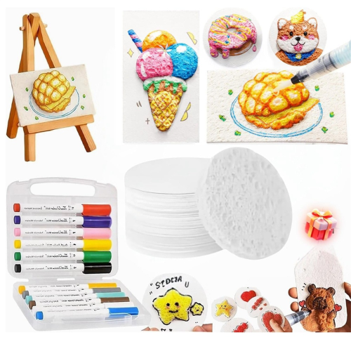 Magic Puffy Paint,3D Drawing Canvas ,Puffy Popcorn Texture Painting Kit,DIY Bubble Pens 2