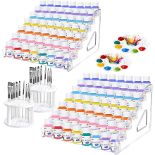 Organiseur de peinture acrylique 6 pièces avec porte-pinceaux, rangement miniature à 7 niveaux, support de rangement pour peintures de 57 ml