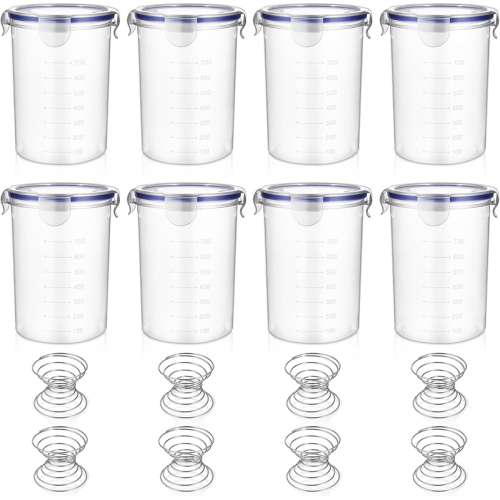 8Pcs Plastic Paint Storage Containers with Mixing Ball, 1000ml Airtight Empty Cans Lids for Leftover