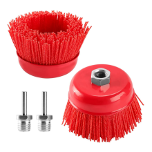 4 Inch Nylon Filament Brush 2 Pack, 4Inch Abrasive Bristle Cup Set 5/8Inch-11 Thread, 1/4Inch Arbor Max 8500 RPM