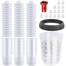 Farbbecher, HVLP-Mischbecher 27 Unzen (800 ml) Kit mit 45 und Deckelsystem, mit Haltering
