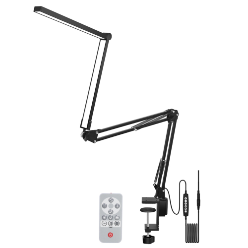 Double Head LED Desk Lamp with Clamp Swing Arm Eye-Caring Dimmable Light,Table EU Plug 1