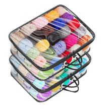 Lot de 3 sacs de rangement transparents pour fils, sac fourre-tout pour aiguilles à tricoter, crochets et boules