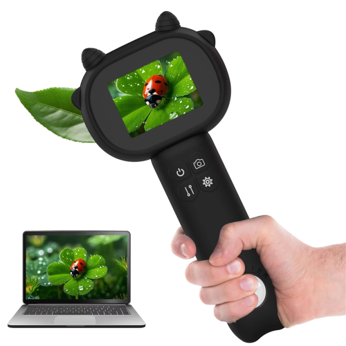 Microscope de poche pour enfants, mini-kit scientifique éducatif avec écran IPS de 2,4 pouces 2