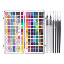 Aquarelverfset, 168 kleuren verf, schilderset met waterpenseel en nylon penselen, voor beginners
