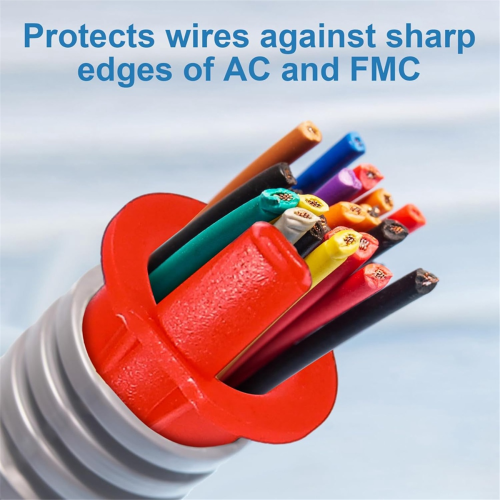 100 Pack Anti-Short Bushing 3/8 Inch Electrical /Bx Cable Red Head Wire Connectors 2