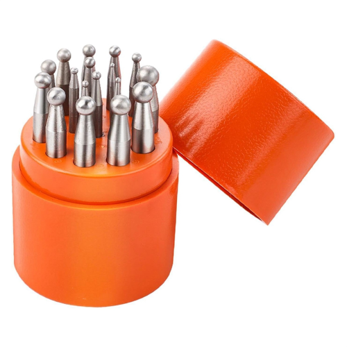 Doming Block Punch Set, Dapping Punches Processing Crafting Metal Forming Tools Stamping for Shaping Beads 17PCS 1