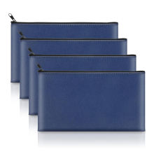 Money Pocket with Zipper, 11 X 6.5 Inch PU Leather Cash Bag, Safe Bank for Coins, Bills, Checks,Cosmetics,Tools B