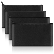 Money Pocket with Zipper, 11 X 6.5 Inch PU Leather Cash Bag, Safe Bank for Coins, Bills, Checks,Cosmetics,Tools A