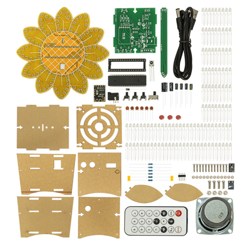 LED Sunflower Bluetooth Speaker Kit with Remote Control Diy Electronic Welding Practice Parts