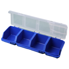 Onderdelen opbergdoos kunststof schroef organizer met 4 compartimenten gereedschapsonderdelen container deksel display case A