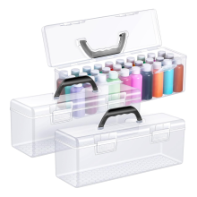 3-delige verfdoos voor 2 fl.oz acrylverf, draagbare organizer met handvat, 30 flessen zwart