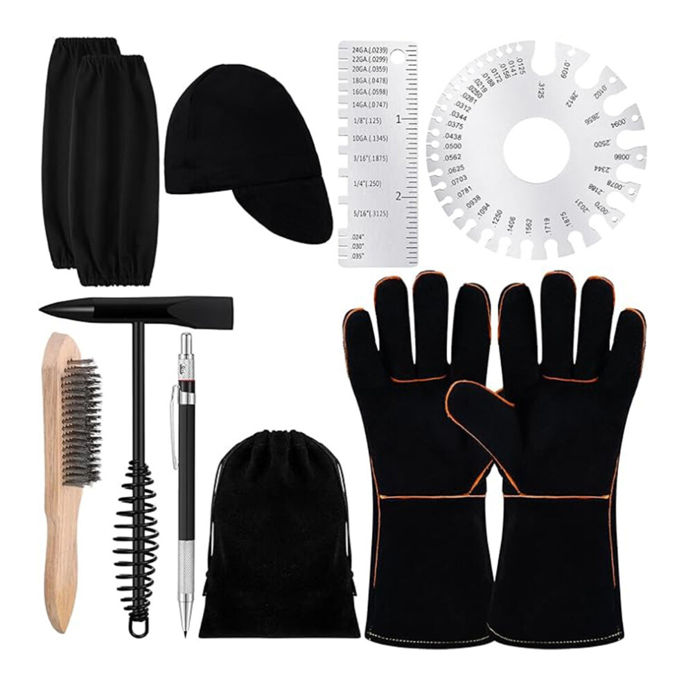 9-Delige Set Met Accessoires En Gereedschap Voor Het Verwijderen Van Lasslakken, Een Beitelhamer En Een Diktemeter Voor Metalen Platen-image