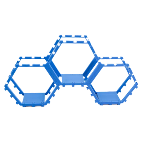 3PCS New Hexagonal Toy Showcase Stand Splicing Honeycomb Storage Rack DIY Tool Blue